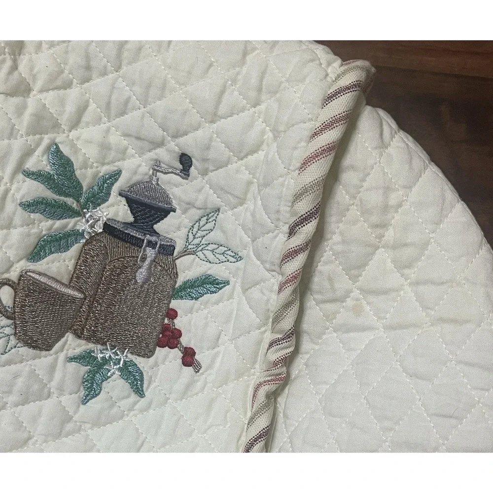 Vintage 1980s Embroidered Quilted Cotton Appliance Cover Coffee Maker Blender